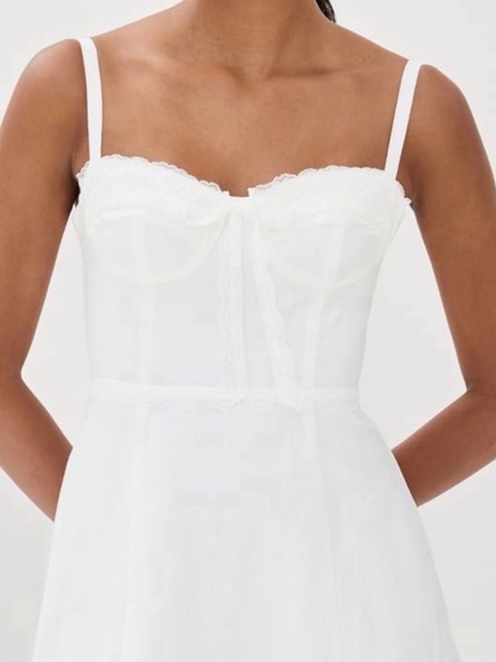 Reformation Arya White Linen Lace Corset Mini Dress Bridal Engagement Size 4 - Picture 7 of 15